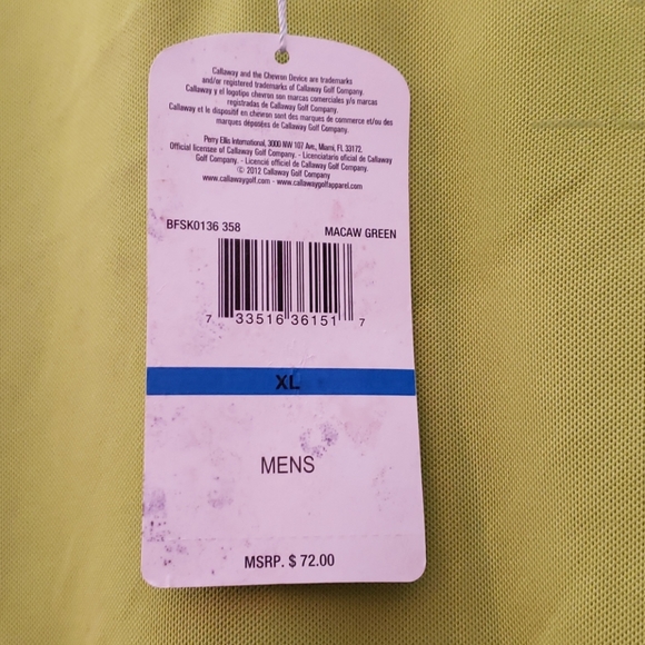 Callaway lime green XL golf polo. NWT - Picture 3 of 3